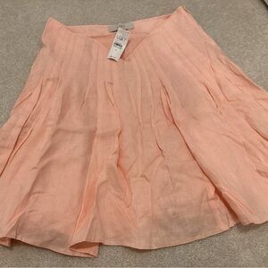 LOFT Peach Pleated 100% Linen Skirt